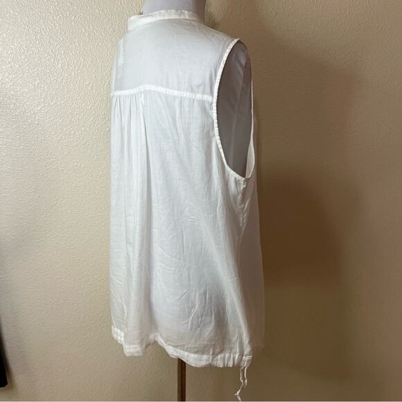 Eileen Fisher white mandarin collar organic cotton sleeveless top NEW XL - Picture 3 of 7